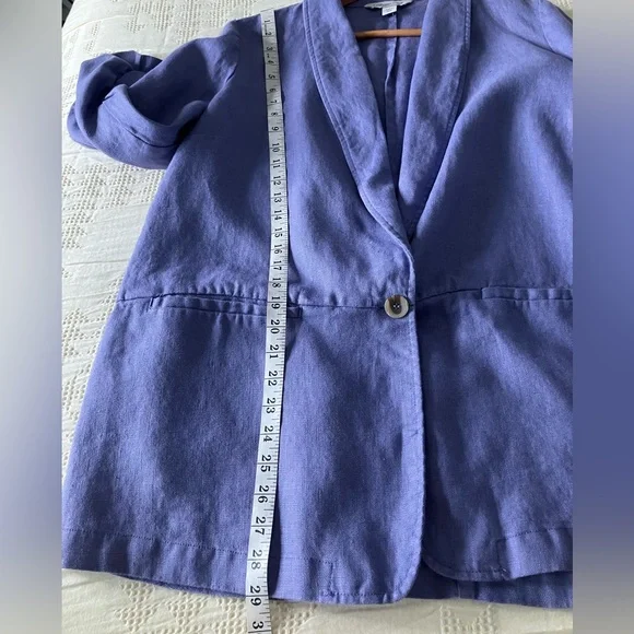 COLDWATER CREEK Lavender Ruched Linen Blazer Jacket Size 18W - Picture 9 of 12